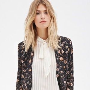 Forever 21 Contemporary Bird + Floral Print Blazer